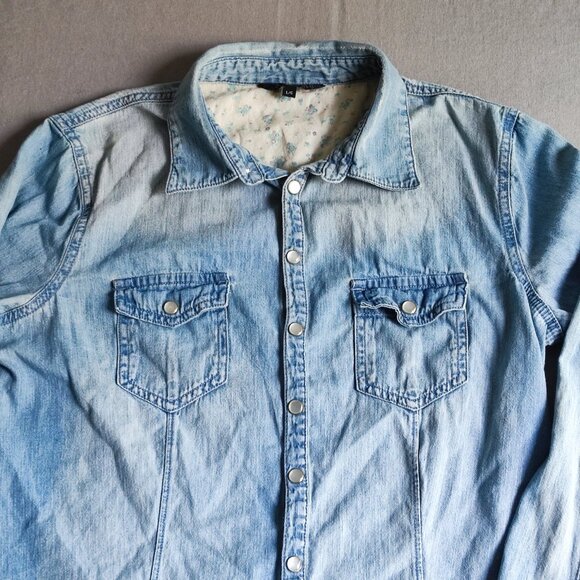 g:21 jean shirt women's size L hard wash denim blue - Picture 2 of 8